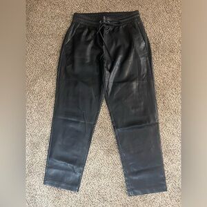 Ann Taylor LOFT Black Faux Leather Joggers